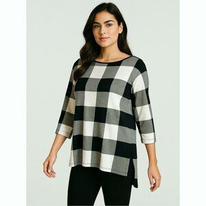 Nordstrom Collection Women’s Small Black White Buffalo Check Boxy Tunic Top